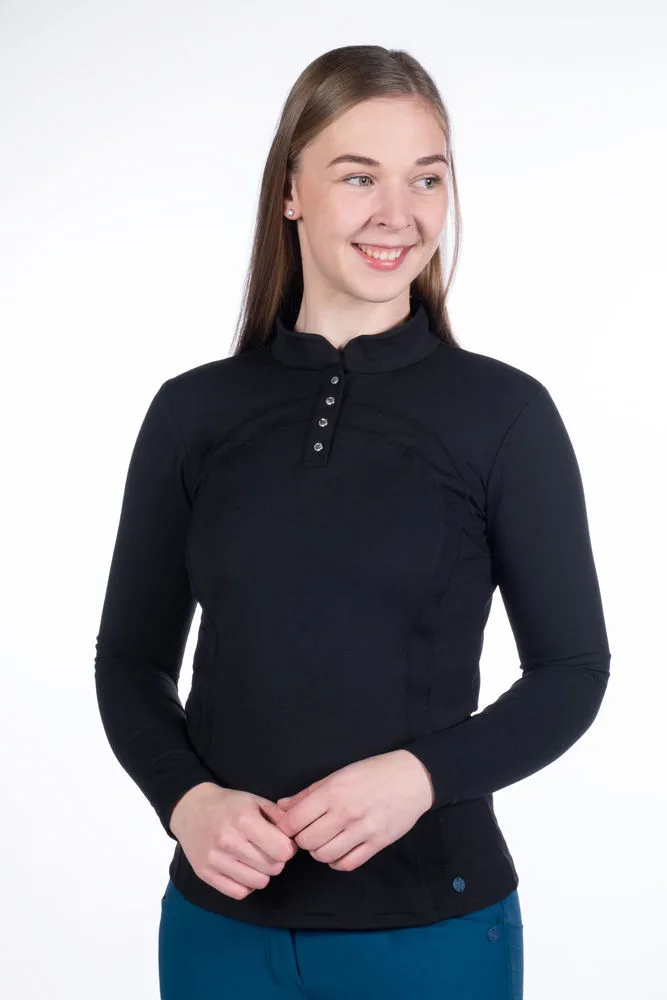 HKM Langærmet Bluse Port Royal XL - Sort - Ridebluse