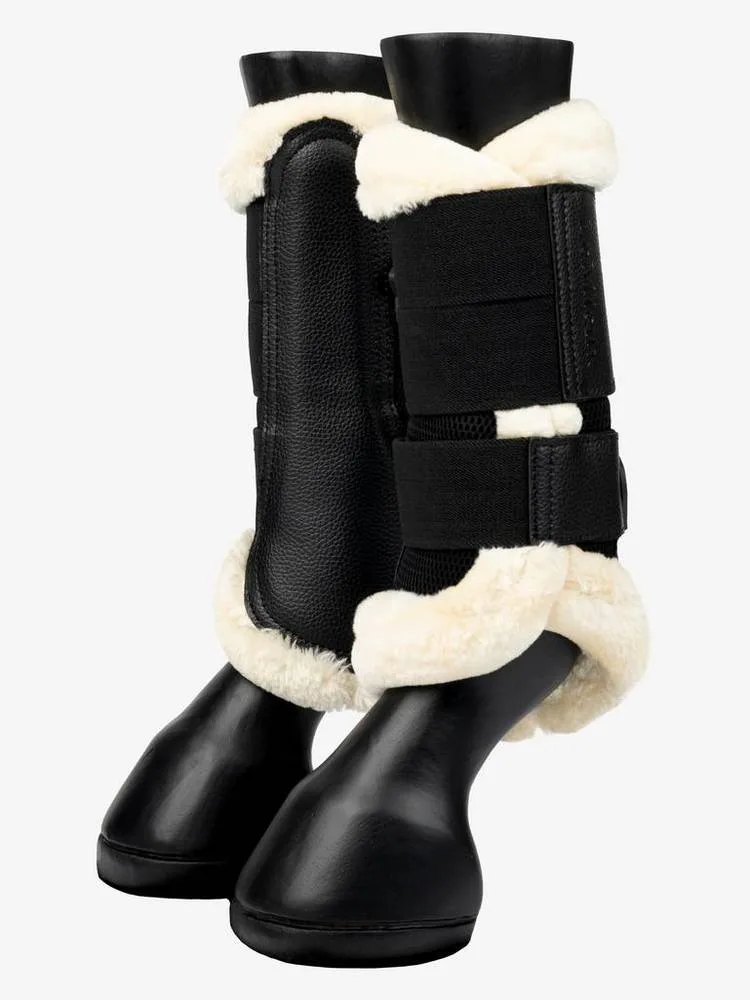 Lemieux Fleece Edge Mesh Brushing Boot XL - Sort/Natur - Til hest